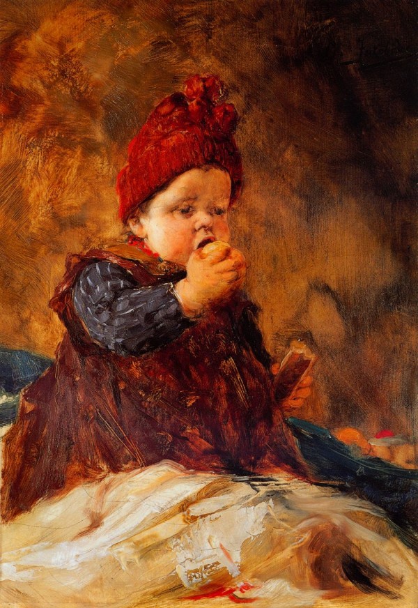 Baby eating fruit by Georgios Jakobides